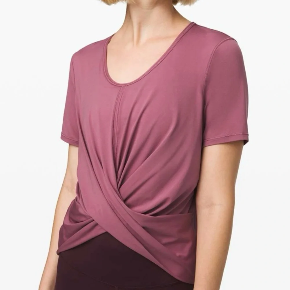 LULULEMON Plumful Do The‎ Daily Short Sleeve Silverescent Active Top Shirt Sz 12